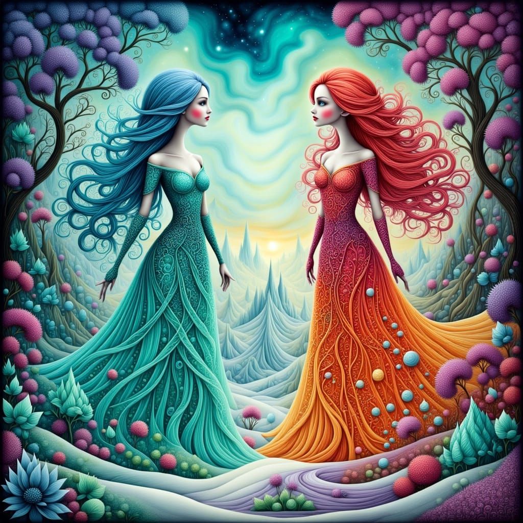 Ice Queen and Fire Queen Fairies in Magical Arena