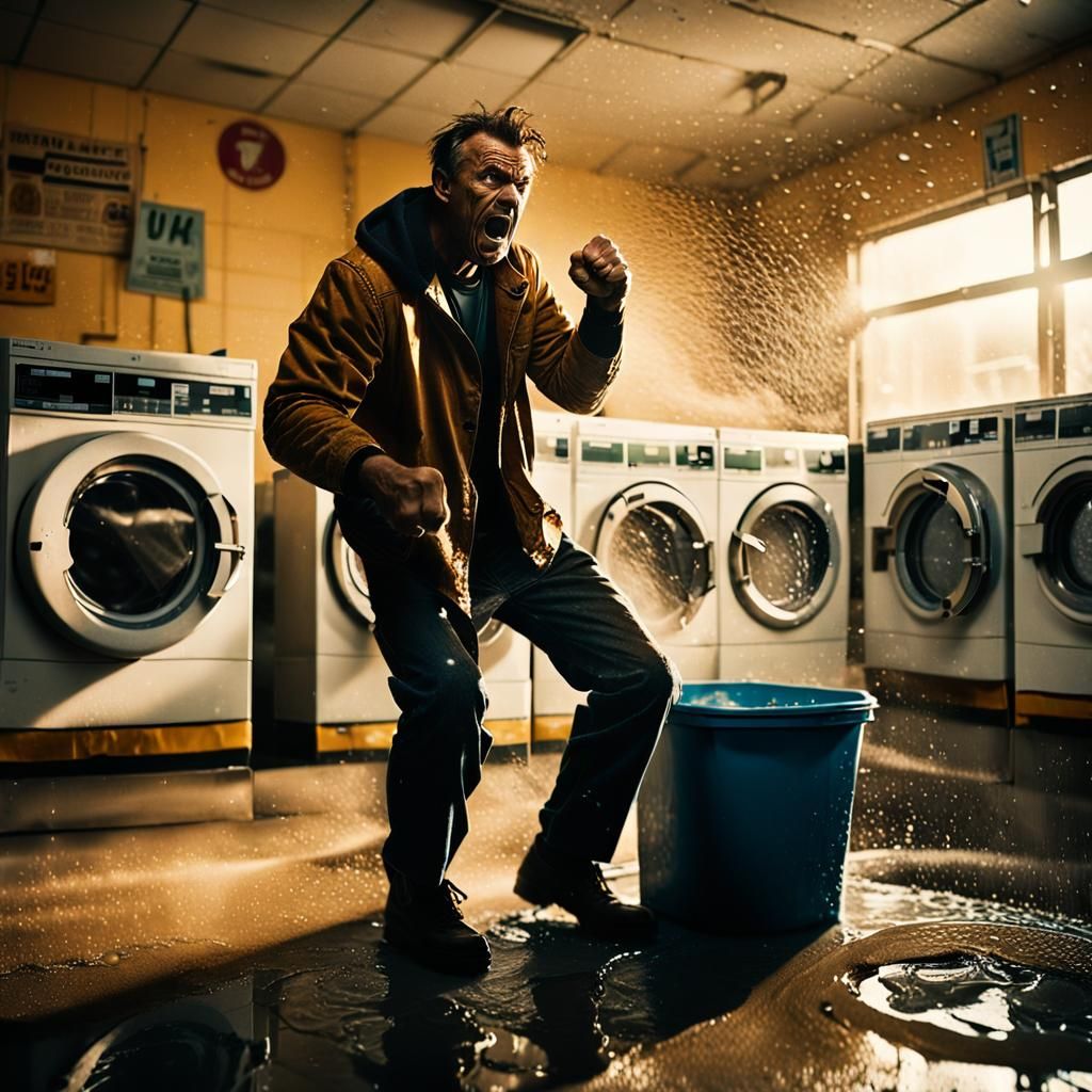 Gritty Realism: Angry Man in Laundromat