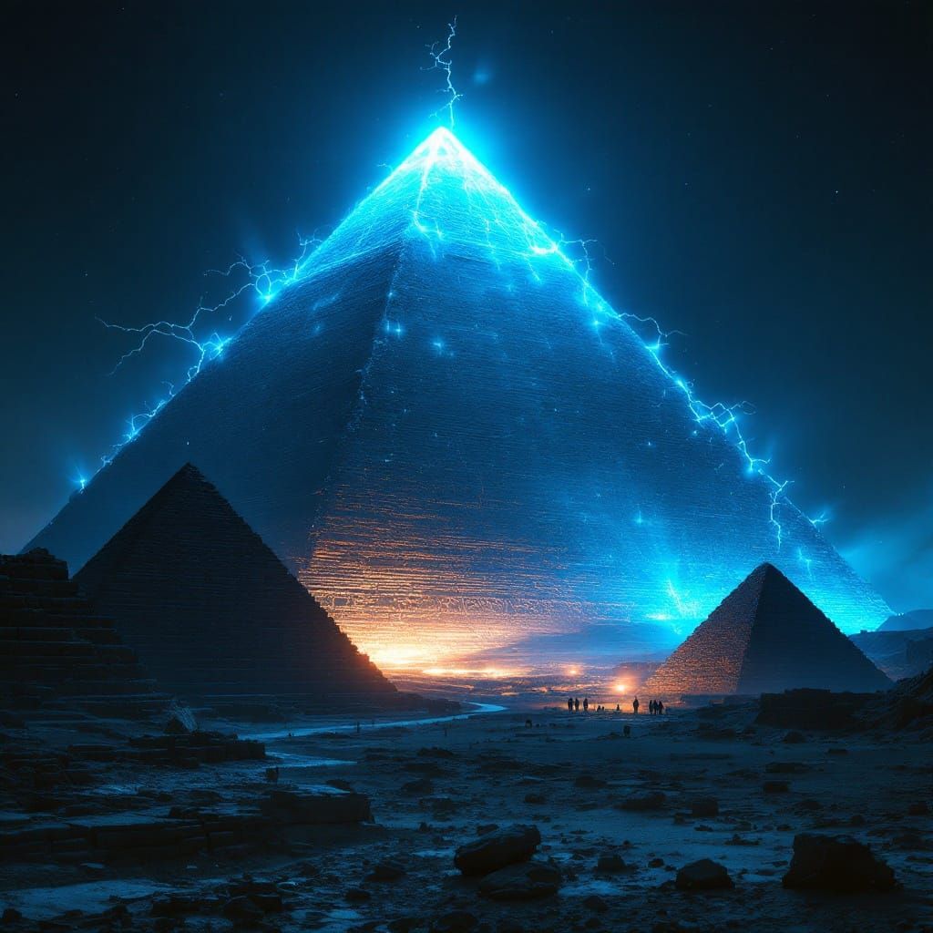 Majestic Pyramids Illuminated by Divine Electricity