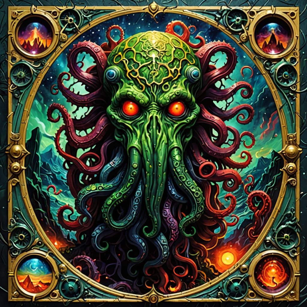 Cosmic Horror Cthulhu in Vibrant Oil Painting