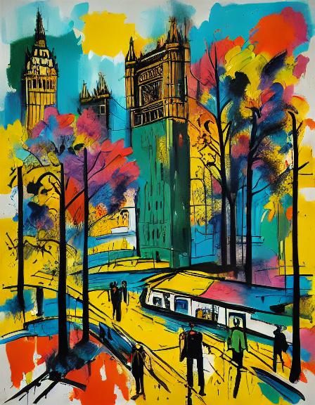 Neon Siamese Cat in Warhol-esque Expressionist Style