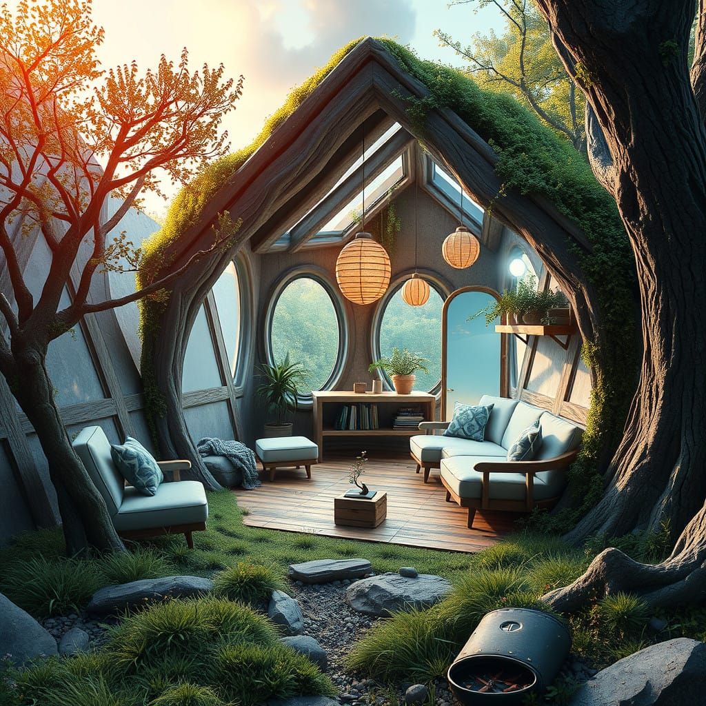 Sustainable Compact Home of the Future in Detailed Fantasy A...