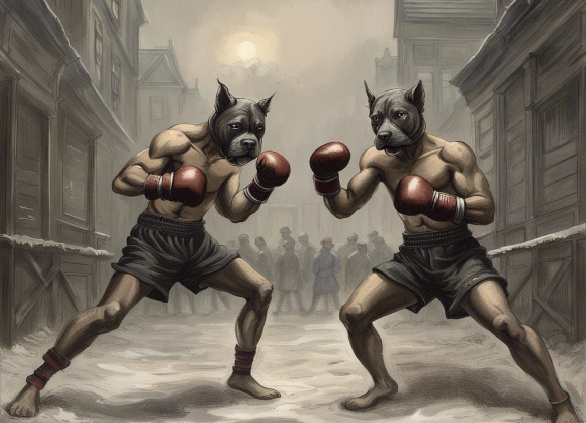 Victorian Muay Thai Boxers with Animal Heads