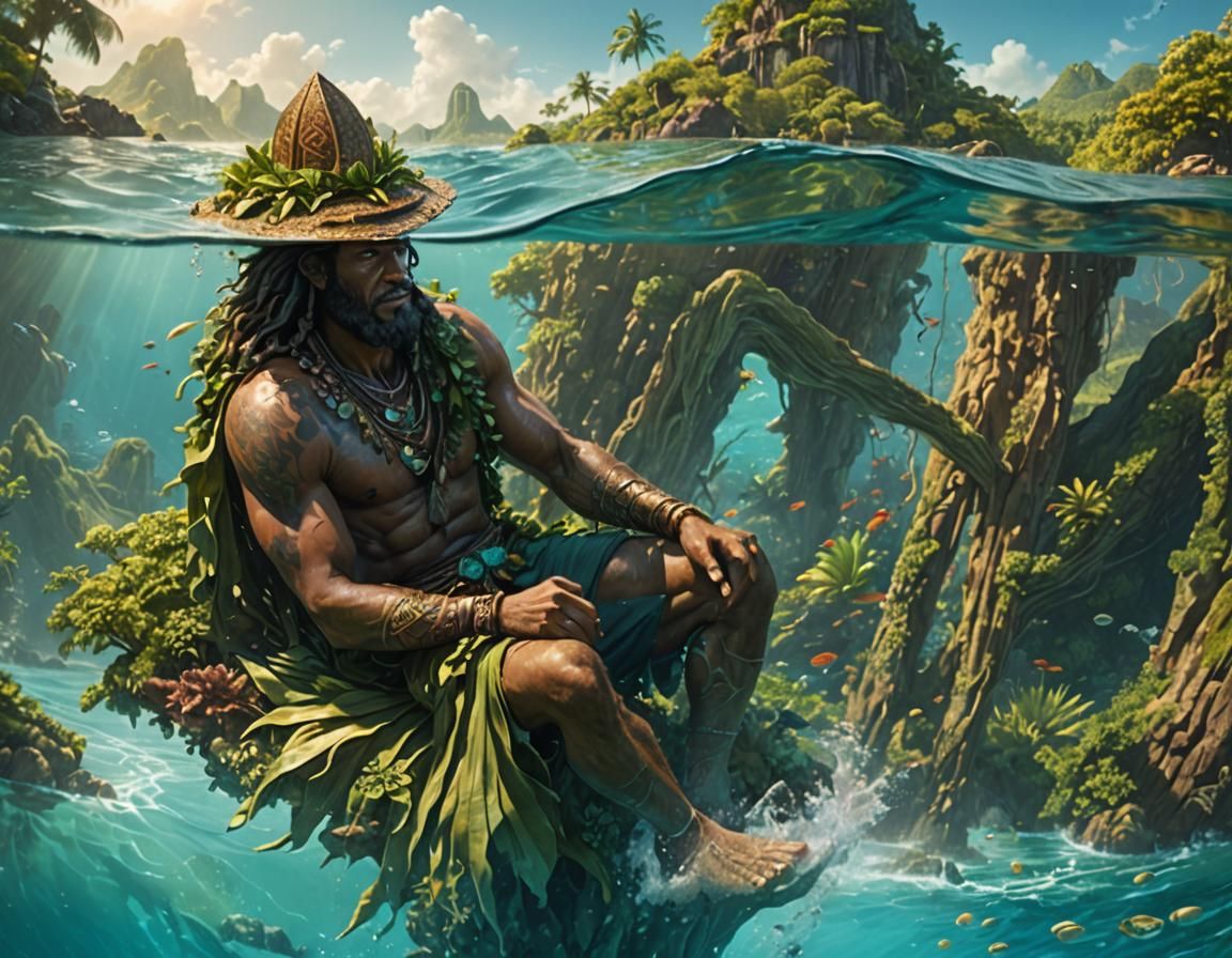 Underwater Giant's Island Hat: Fantasy Concept Art