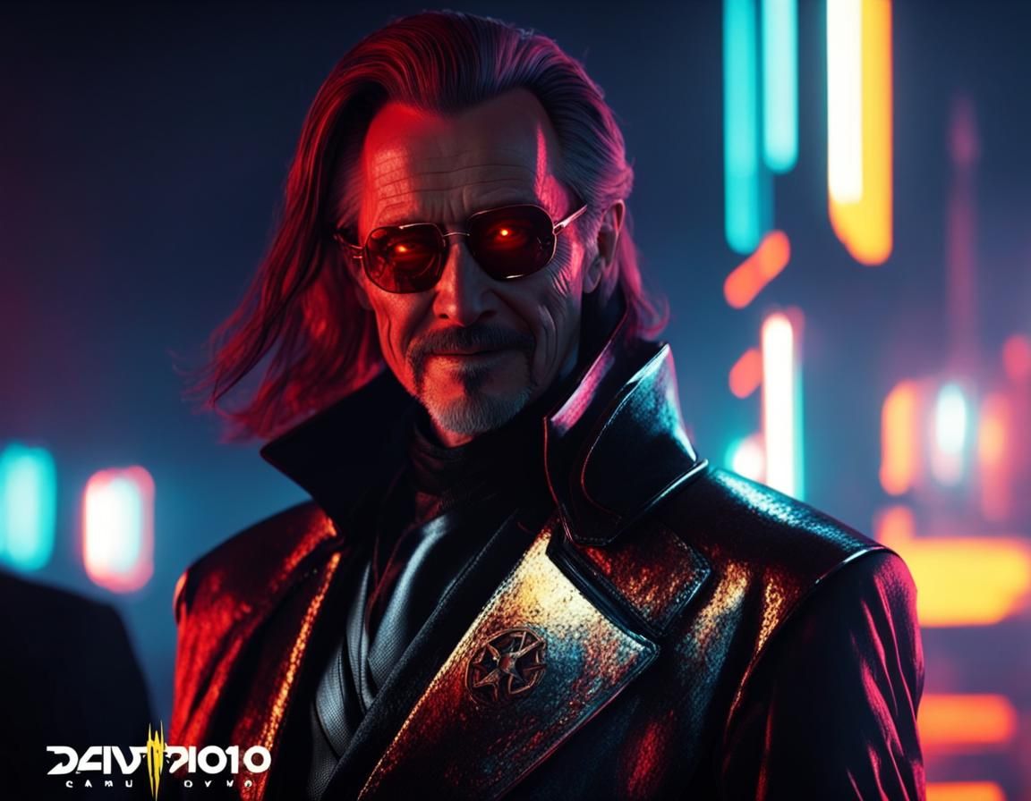 Cyberpunk Dracula Space Vampire in Neon Armor