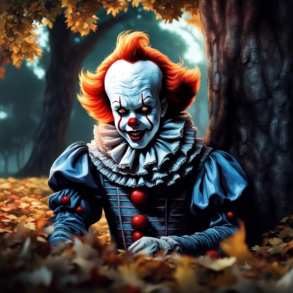 Hyperrealistic Pennywise and Georgie Under a Tree