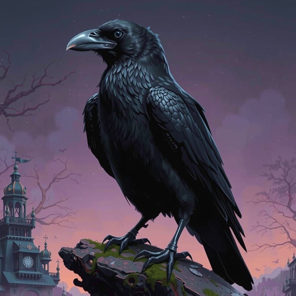 Majestic Raven in Mystical Golden Light