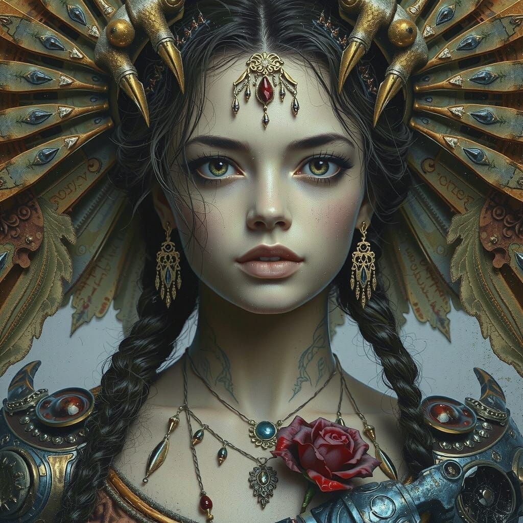 Surreal Portrait of a Young Woman in a Stormy Landscape, in ...