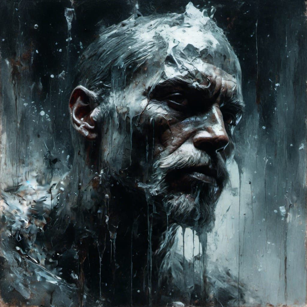 Ice Man Portrait in Noir Splash Art Style