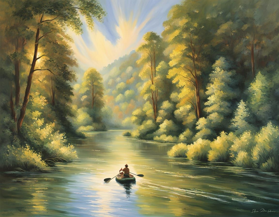 Tranquil River Landscape in Soft Brushstrokes