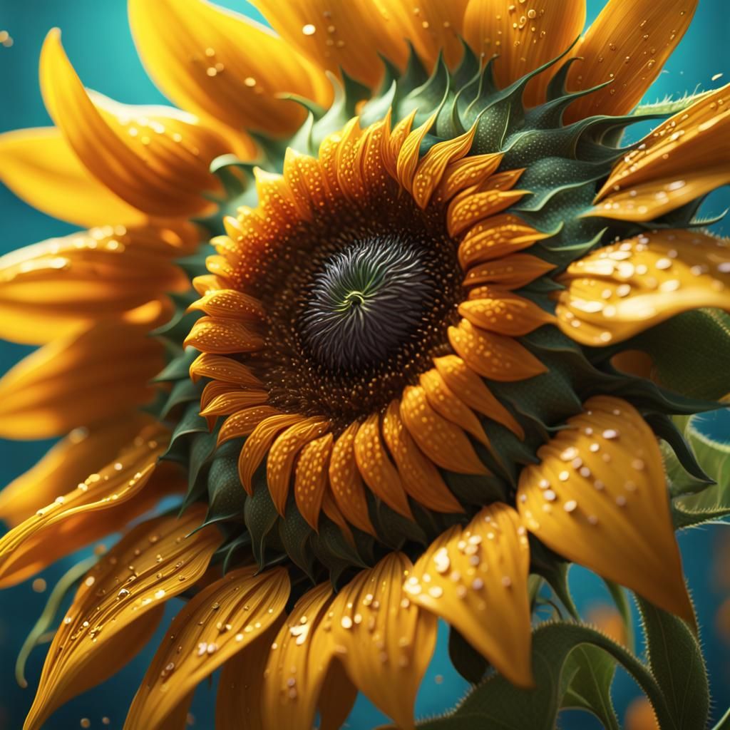Sunflower Close-Up in Pixar Style