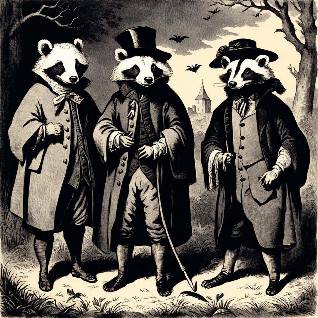 Halloween Badger in Elegant Attire