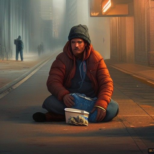 Homeless Man: Detailed Matte Painting