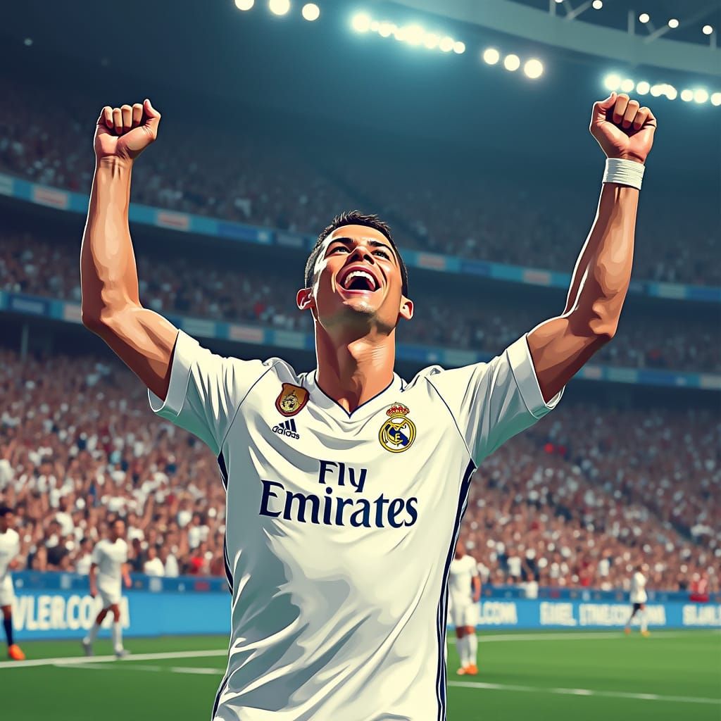 Cristiano Ronaldo Celebrates in Digital Art Style
