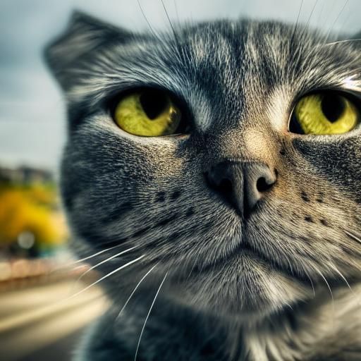 Robotic Cat Portrait near Eiffel Tower