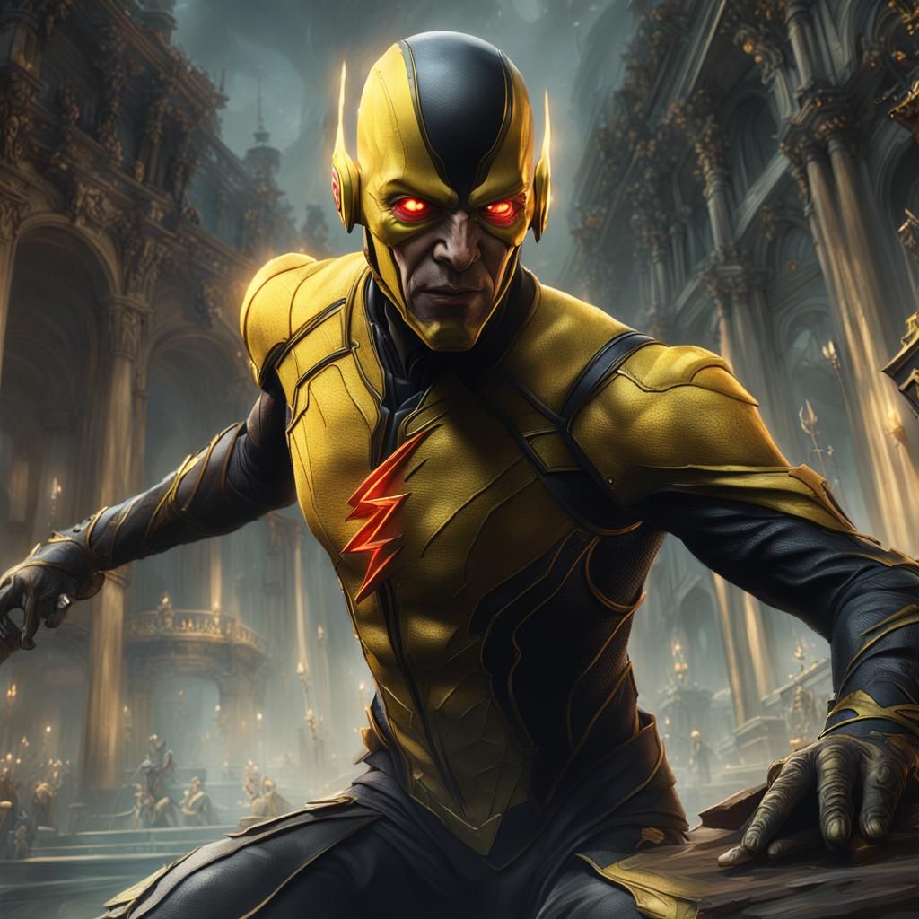 Black Reverse Flash in Rococo Hyperrealism