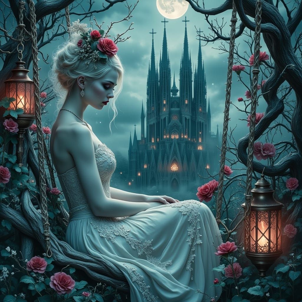 Ethereal Vampirella in Winter Garden, Gothic Swing, and Myst...