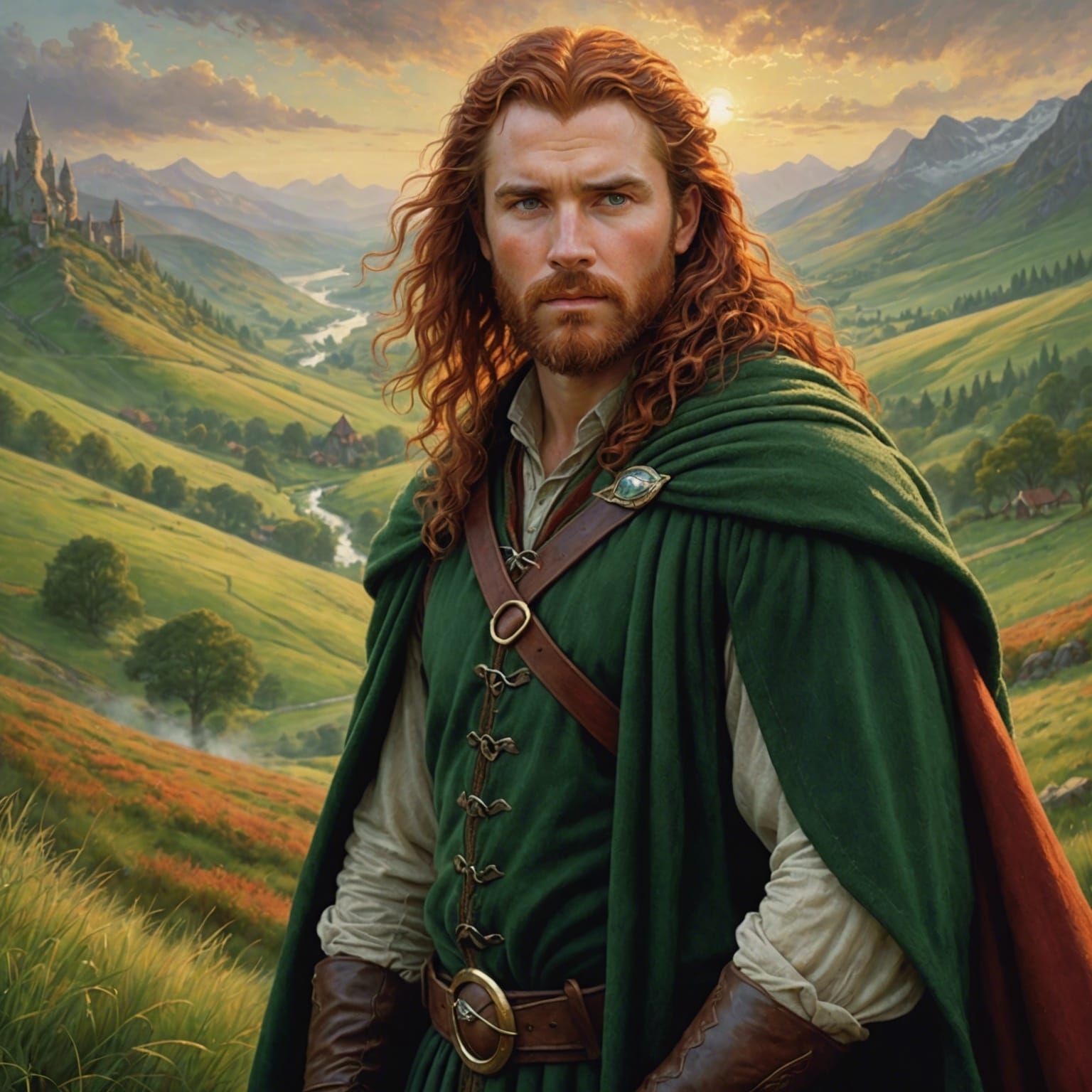 Heroic Man Portrait in Lord of the Rings Style