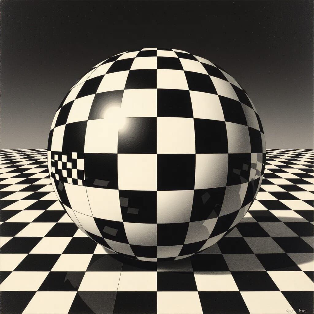 Escher Style Black and White Balls