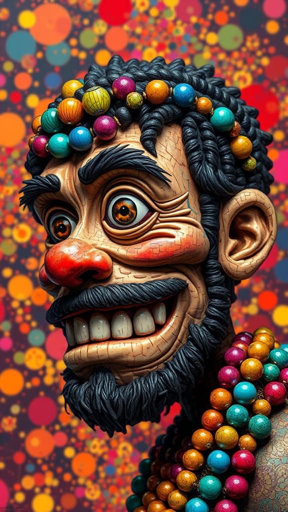 Intricately Detailed Beaded Character in Splash Art Style