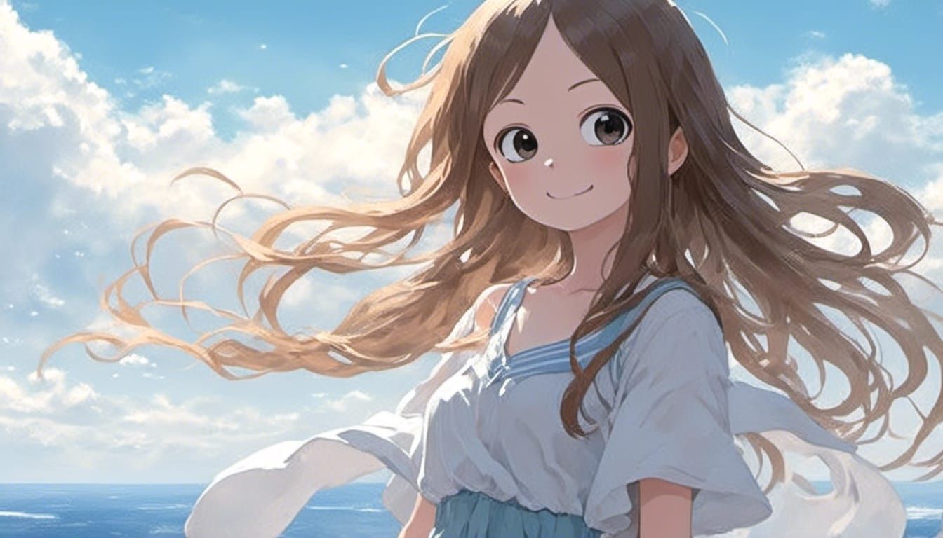 Serene Girl Above Clouds in Pastel Digital Art