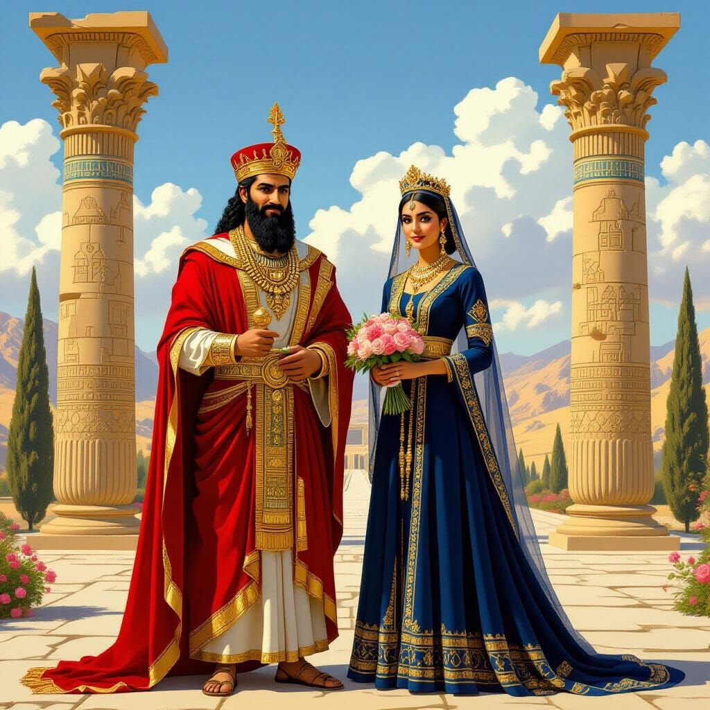 Cyrus the Great and Queen at Persepolis in 3D