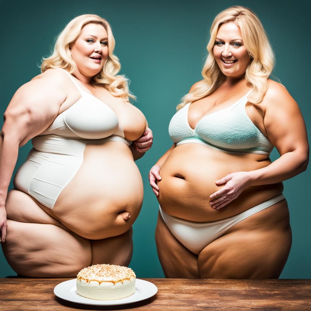 Morbidly Obese Woman Being Fed Cake