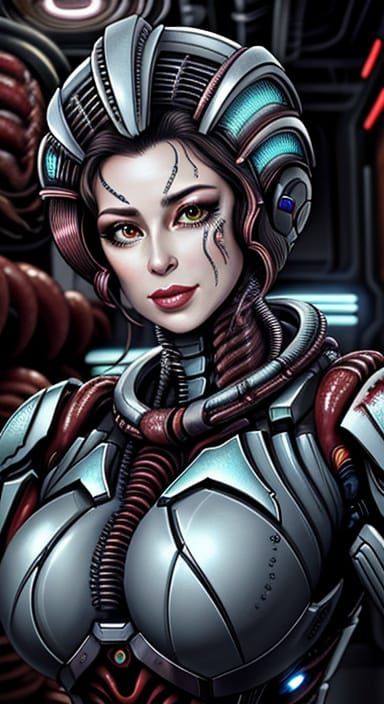 Cyborg Lady in a Haunting Dead Space Diner