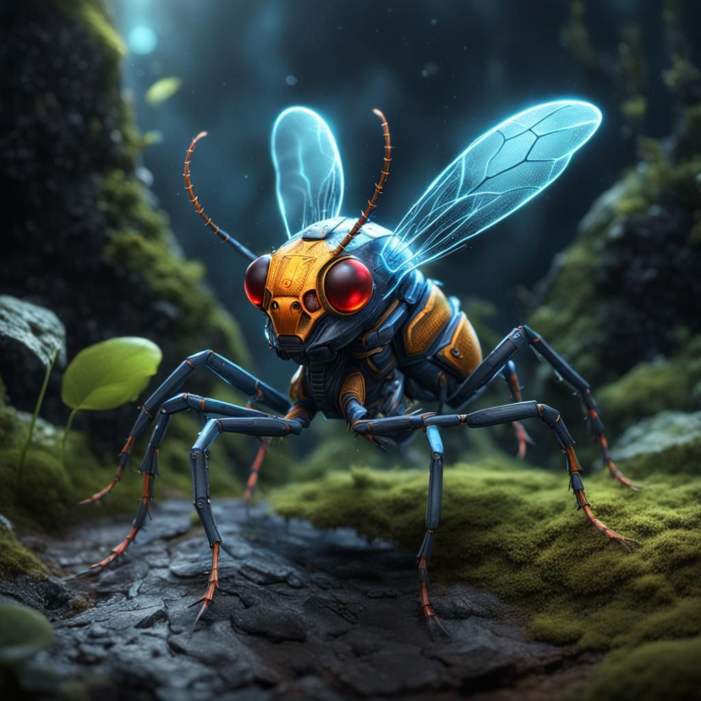 Fantastical Insect-like Creature with Electrical Charge