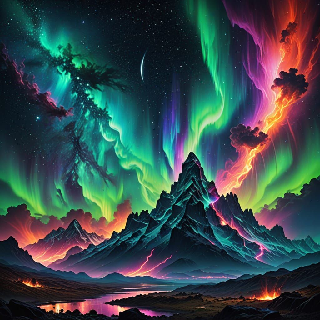 Epic Cosmic Digital Painting: Swirling Nebulae and Celestial...