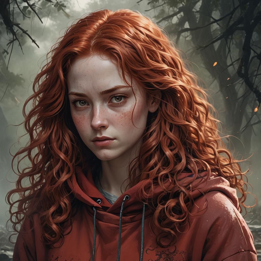 Beautiful Redhead in Detailed Matte Painting Style