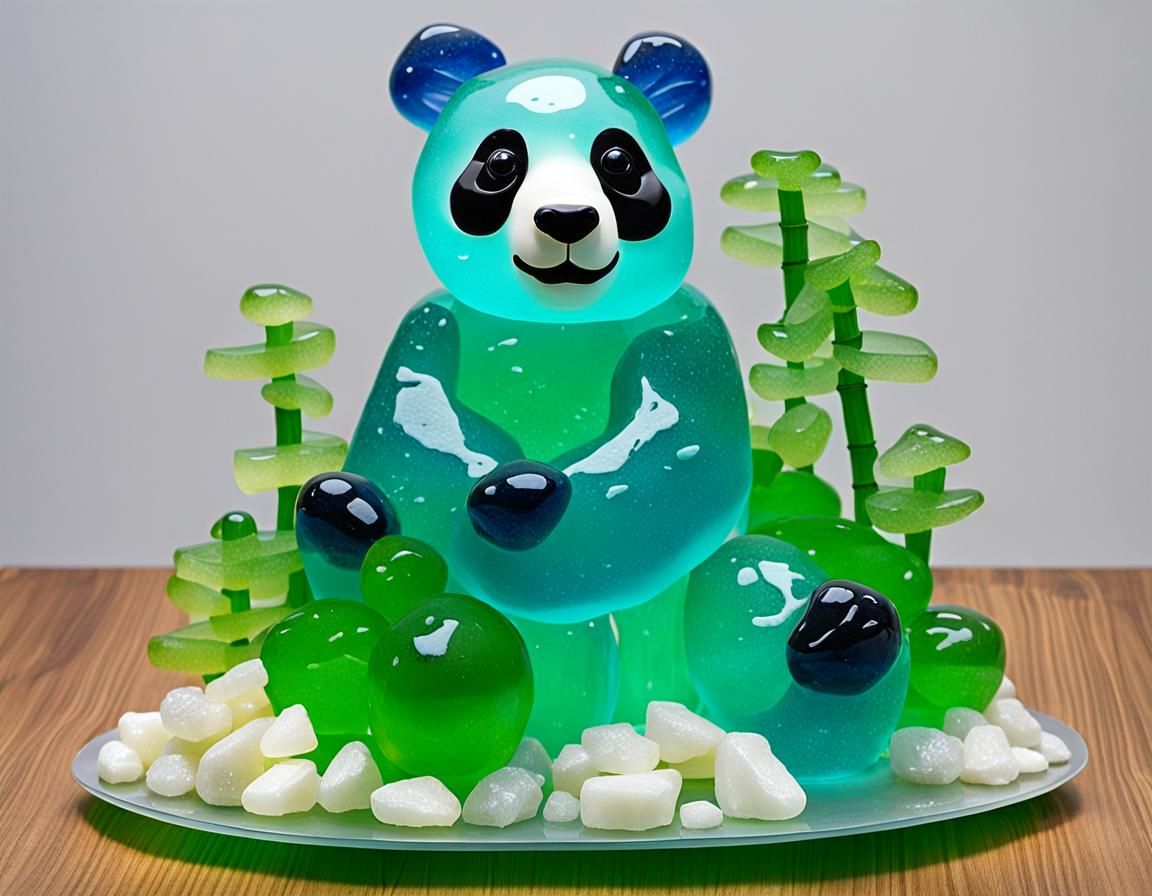 Jelly Panda Sculpture in a Jelly World