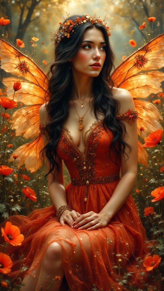 Ethereal Pre Raphaelite Woman in Golden Hour