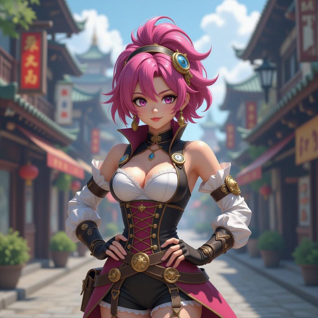 Steampunk Anime Character in Dragon Ball Z Style