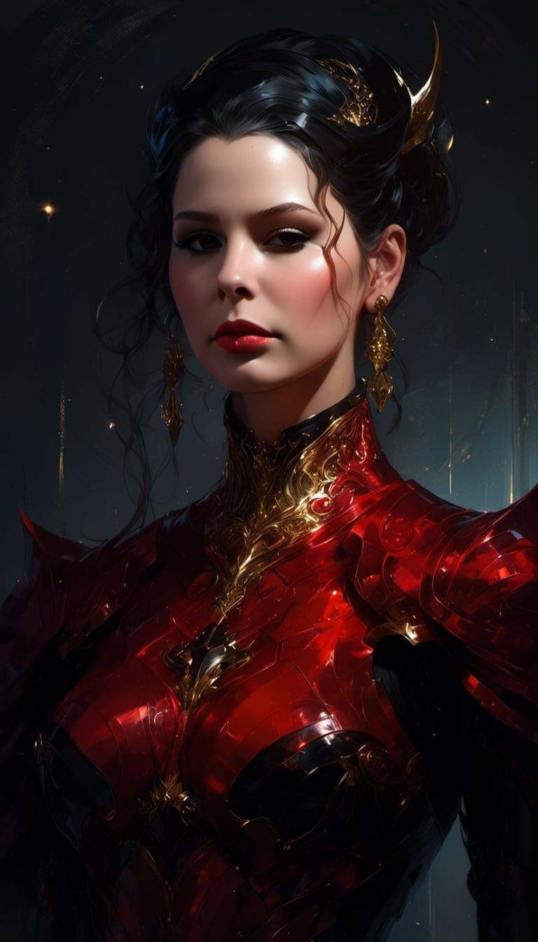 Stellar Goddess Portrait in Crayon Drawing Style