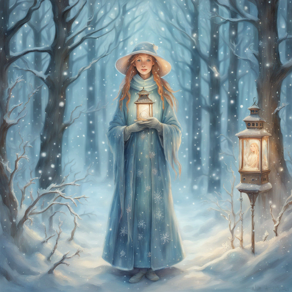 Whimsical Fairy in Winter Wonderland Scene