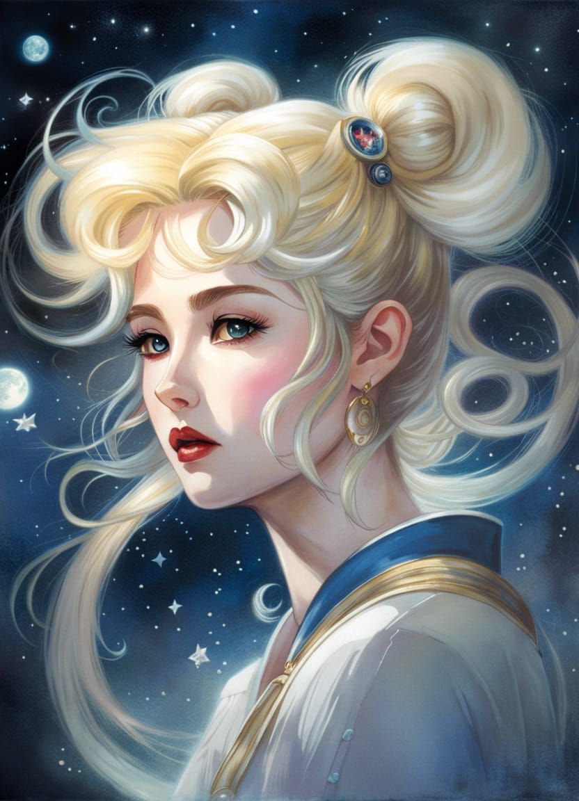 Magical Girl Among Stars: Watercolor Fantasy