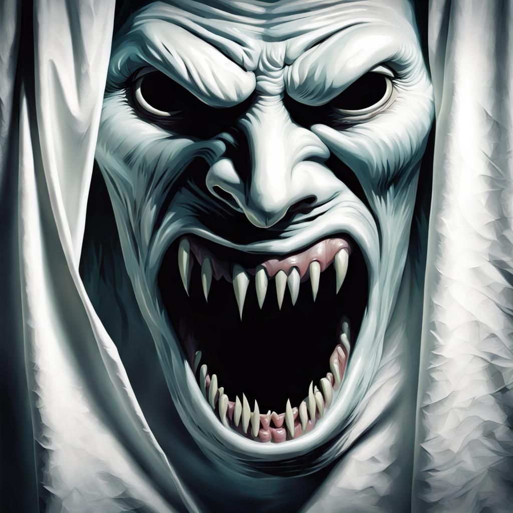 Fanged Monster Under Sheet, Frighteners Style