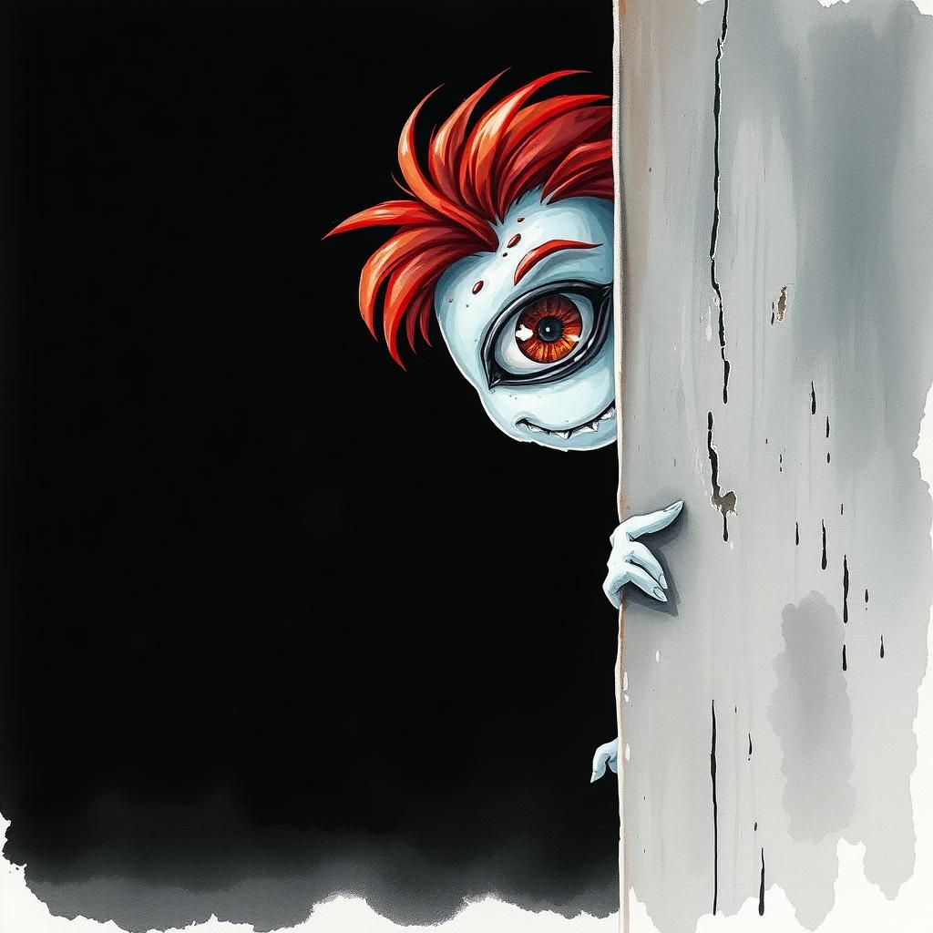 Mischievous One-Eyed Monster in Watercolor Style