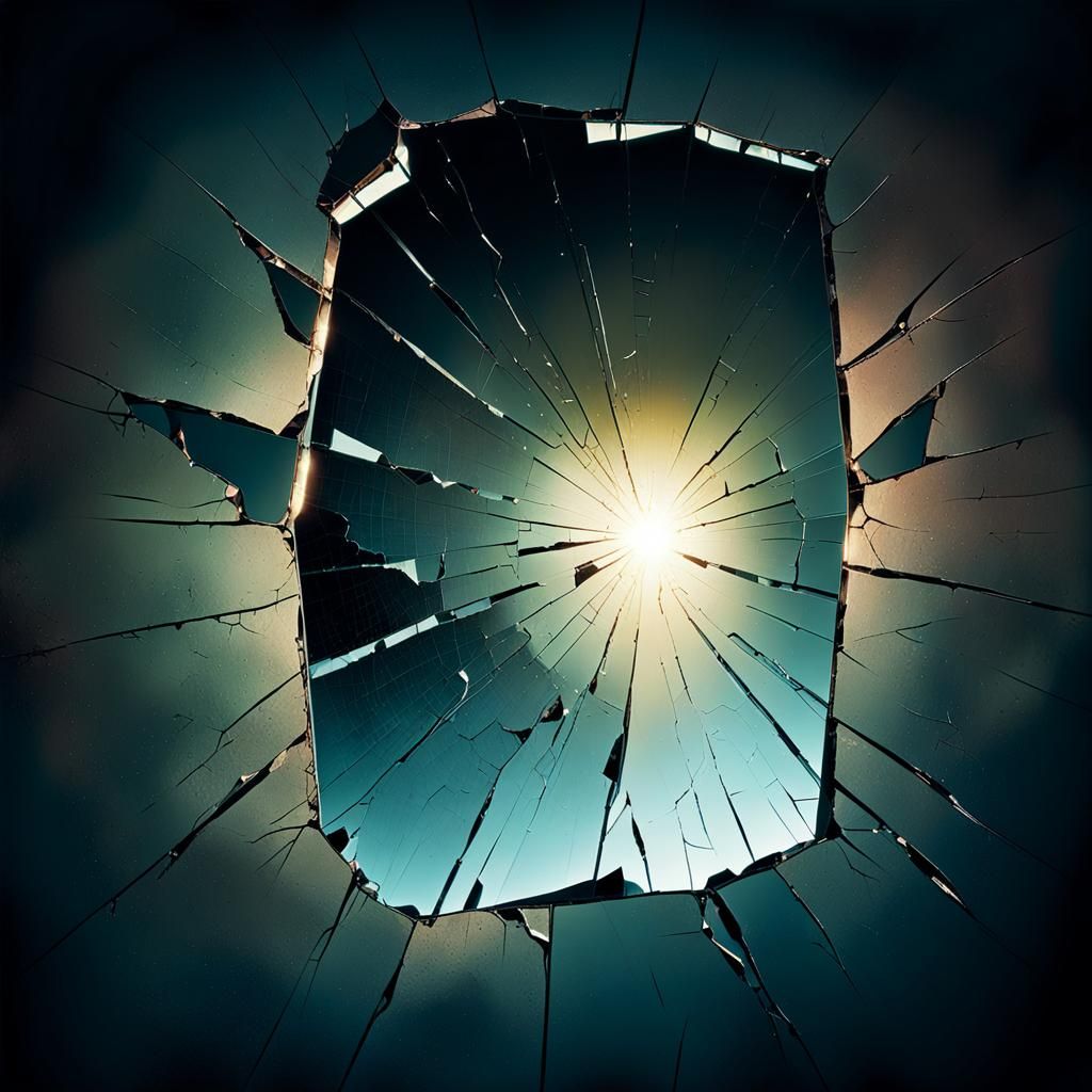 Eerie Cracked Mirror with Cinematic Lighting