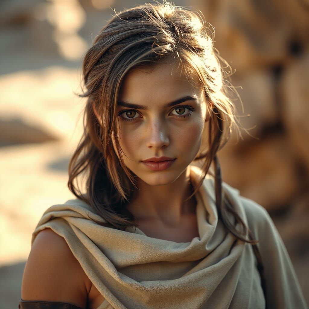 Desert Woman Portrait in Cinematic Photorealistic Style