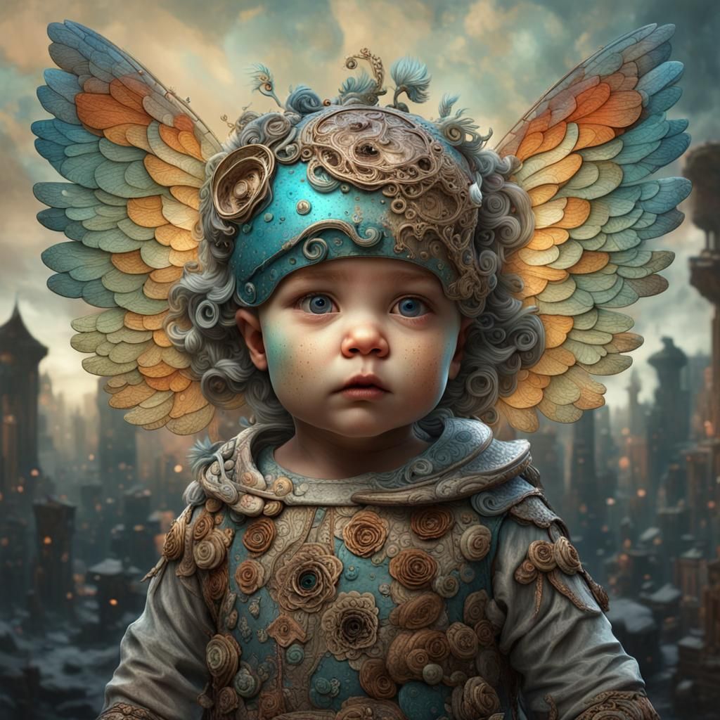 Cute Baby Angel Digital Portrait Masterpiece