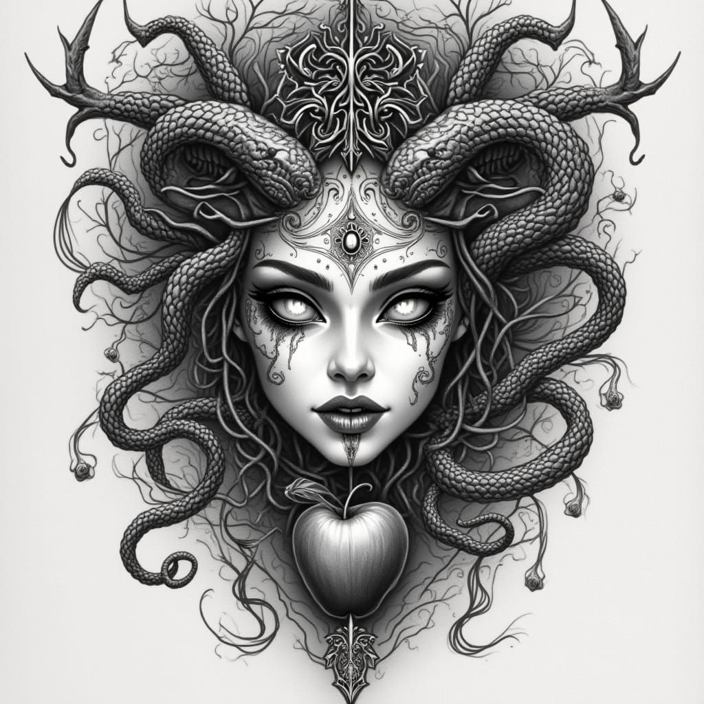 Lilith Tattoo Design in Dark Mystical Style