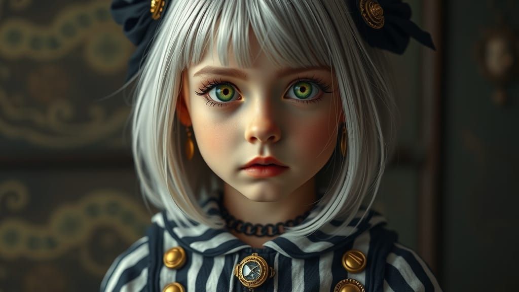 Whimsical Steampunk Siren with Emerald Eyes