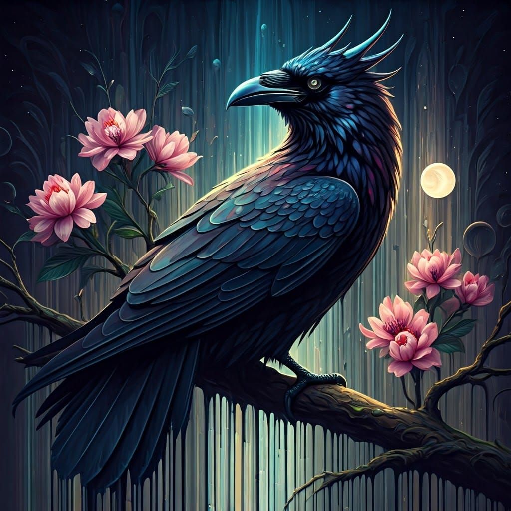 Dragon-Raven Hybrid in Triadic Colors