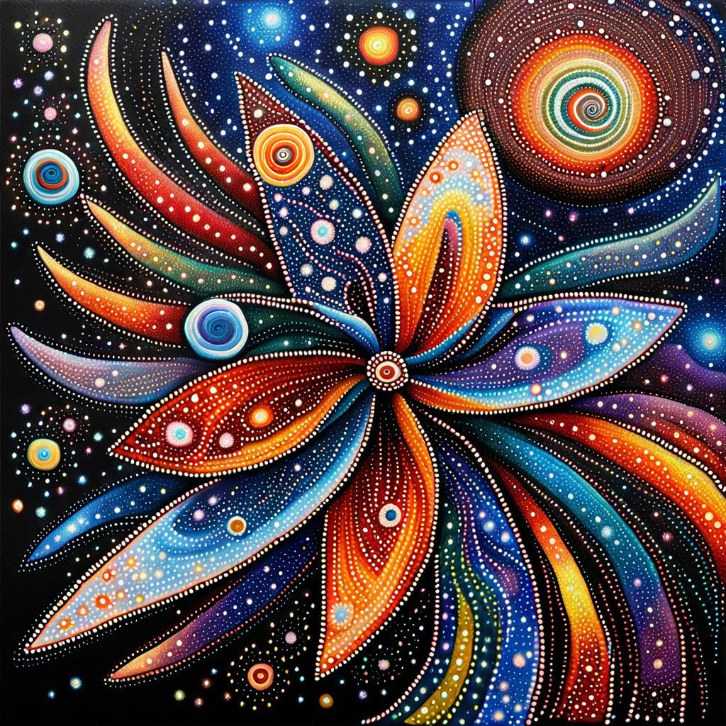 Dreamtime Songline of Stars in Pointillism Style