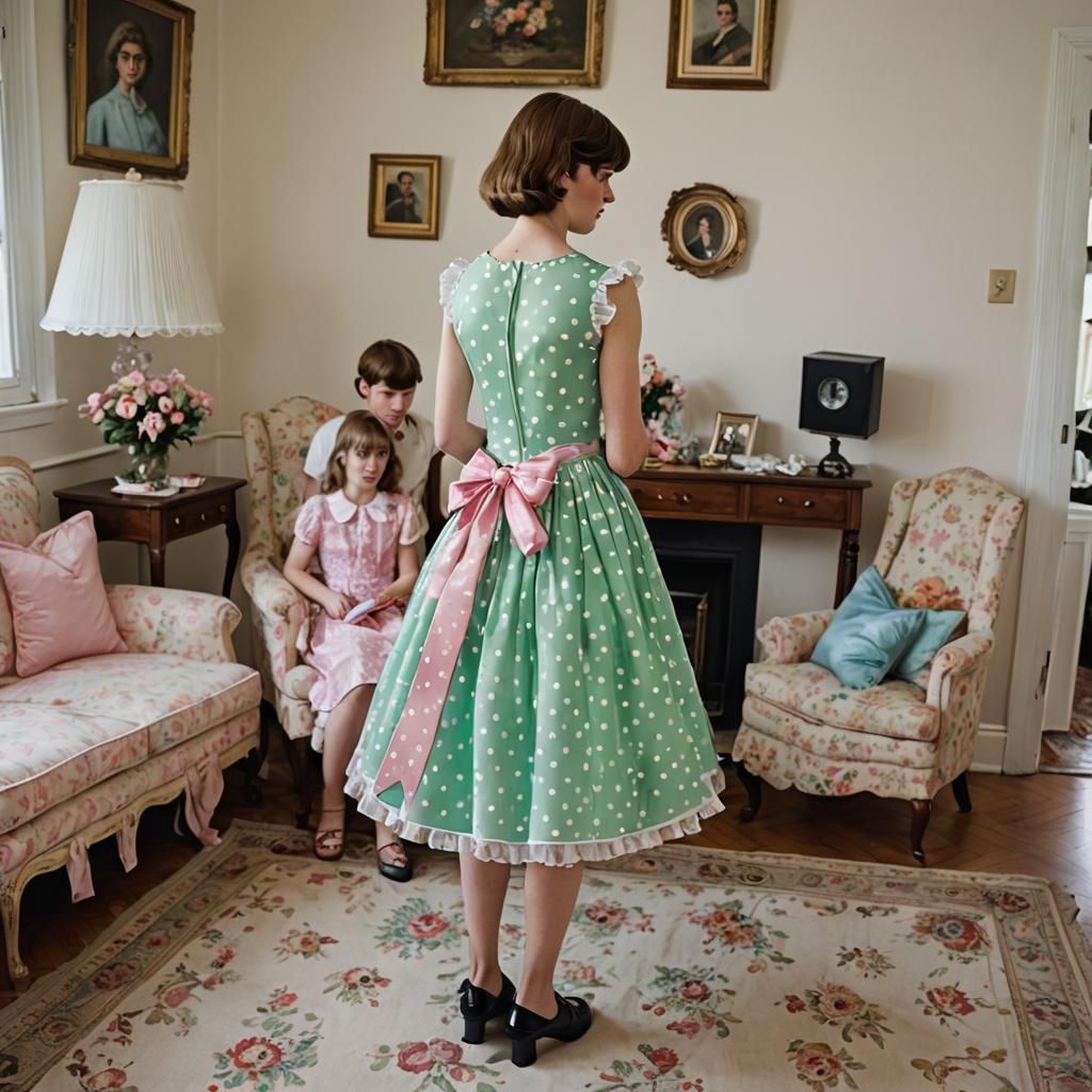 Young Woman Adjusting Dress, Professional Portrait