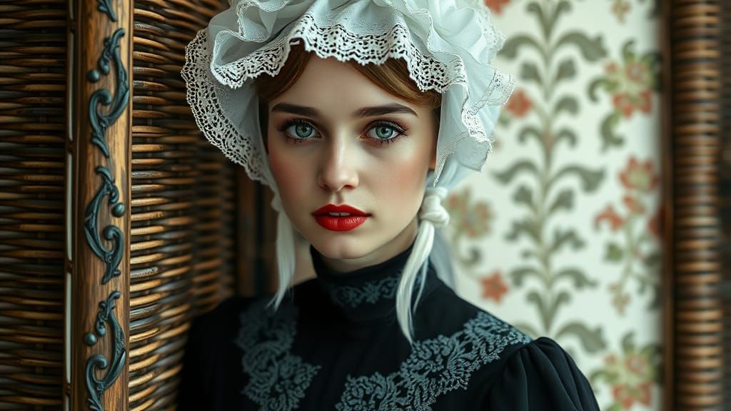 Victorian Maid Portrait with Intricate Lace Details