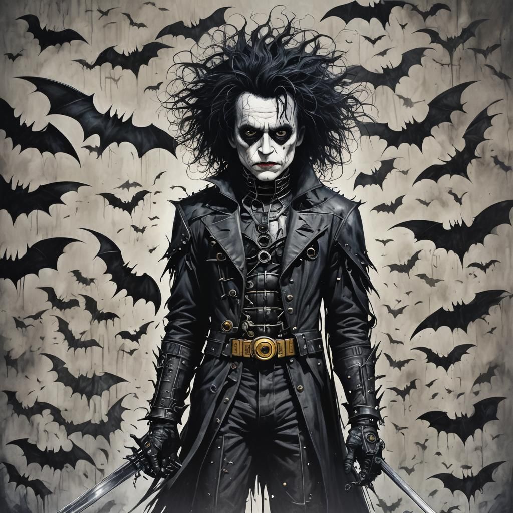 Edward Scissorhands as Batman in Burton Style