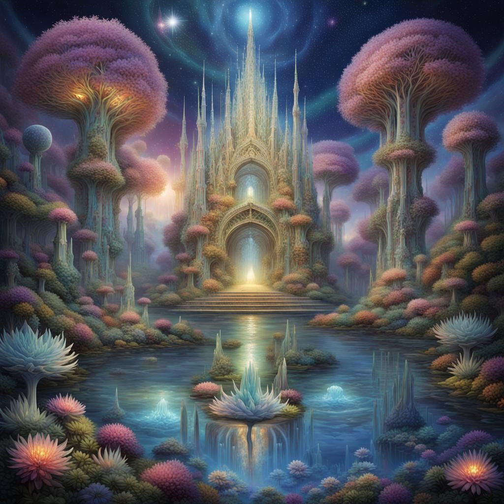 Astral Haven with Bioluminescent Gardens
